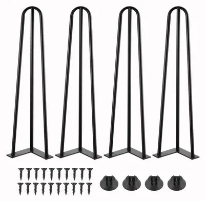 Produktbild von Tischbeine Set von 4 - Hairpin Beine - Möbelbeine für Esstisch - Höhe 35-72 cm - Massives Eisen - Schwarz
