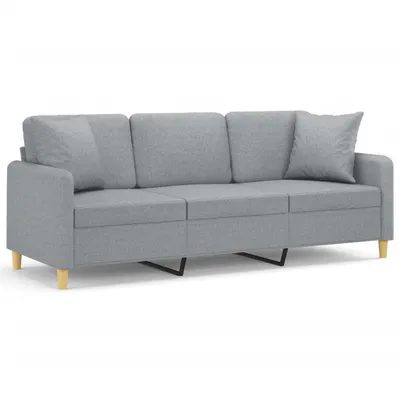 Zdjęcie produktu dla vidaXL 3-osobowa sofa z poduszkami dekoracyjnymi jasnoszara 180 cm tkanina