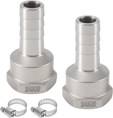 Image de Tuyau de raccordement en acier inoxydable, 3/4 de pouce x 20 mm, lot de 2, pour tuyaux d'arrosage