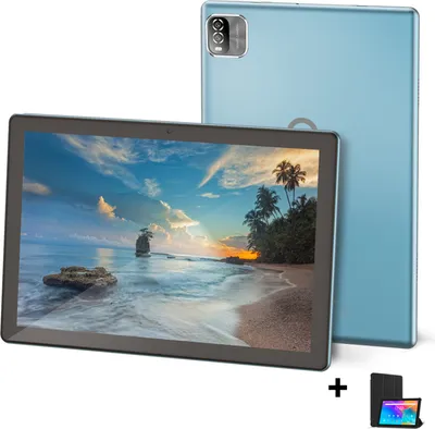 Obrázek produktu pro PRITOM Android 12 Tablet 10,1 palce 3 GB RAM 64 GB ROM čtyřjádrový procesor WiFi 6 GPS HD IPS obrazovka 8,0 MP zadní kamera, s koženým pouzdrem