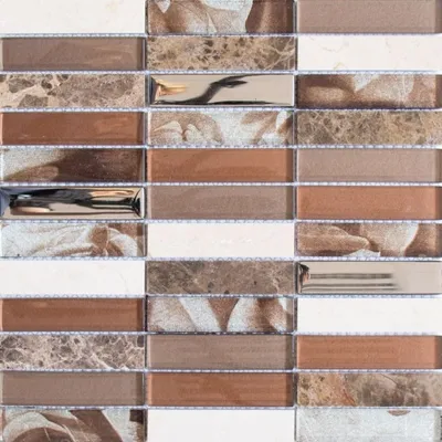 Produktbild von Mosaikfliese Transluzent braun silber Rechteck Glasmosaik Crystal Stein braun MOS87-78X_f