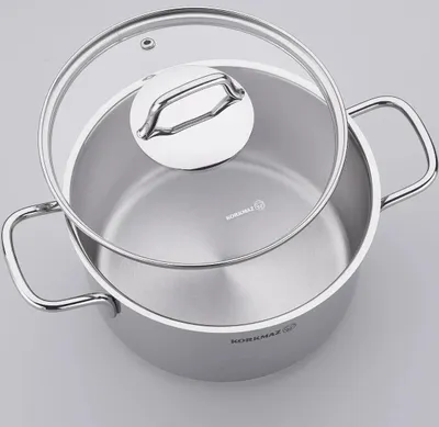 Image de Korkmaz Perla casserole en acier inoxydable 18/10 de haute qualité - 22 x 11 cm - 4 litres