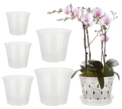 Imagen del producto de Macetas para orquídeas, transpirables, transparentes, con agujeros, aptas para interior y exterior