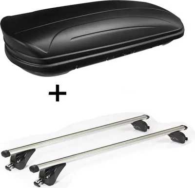 Produktbild von Dachbox VDPMAA320 320Ltr abschließbar schwarz matt + Dachträger/Relingträger VDP KING1 kompatibel mit für Land Rover Discovery Sport (5 Türer) ab 15