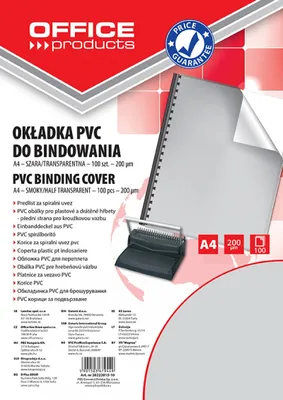 Immagine prodotto di Rilegatura In Pvc Per Ufficio, A4 200Mic 100 Pezzi Grigio Transp,