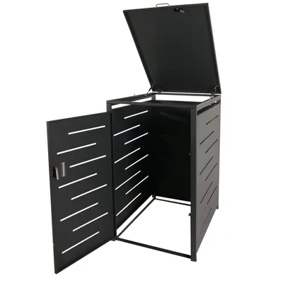 Produktbild von XL 1ks/2ks kryt odpadkového koša HWC-E83, odpadkový kôš, rozťahovací 116x71x98cm ~ antracit, oceľ 39kg
