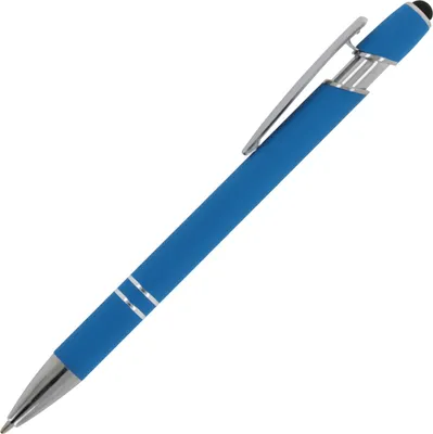 Produktbild von 10x Touchpen Kugelschreiber / aus Metall / Soft-Touch / Farbe: hellblau