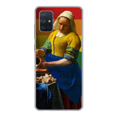 Produktbild von MuchoWow® Handyhülle Schutzhülle Hülle für Samsung Galaxy A71 Milchmädchen - Stolz - Vermeer Silikon Softcase Handy Hülle - Kartenbesitzer