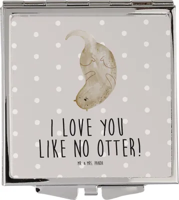 Produktbild von Mr. & Mrs. Panda Schminkspiegel Otter Kopfüber - Grau Pastell - Geschenk, Seeotter, Kleiner Spiegel, Taschenspiegel, Reisespiegel, Liebe, Kosmetikspiegel, Verknallt