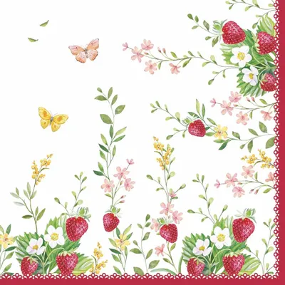 Produktbild von 20 Servietten Jardin des fraises - Erdbeeren an Blumenranken 33x33cm