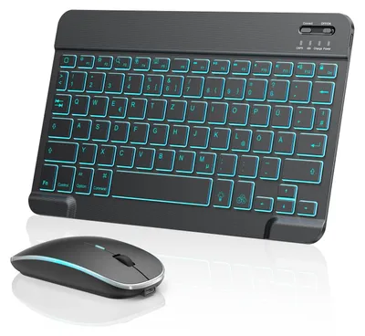 Imagen del producto de Conjunto de teclado y ratón Bluetooth, inalámbrico, con distribución QWERTZ alemana, especializado