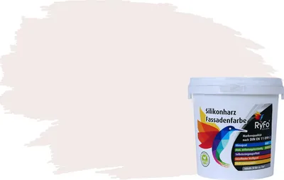 Produktbild von RyFo Colors Silikonharz Fassadenfarbe Lotuseffekt Trend Weißtöne Scheinweiß 1l - bunte Fassadenfarbe, weitere Weiß Farbtöne und Größen erhältlich, Deckkraft Klasse 1