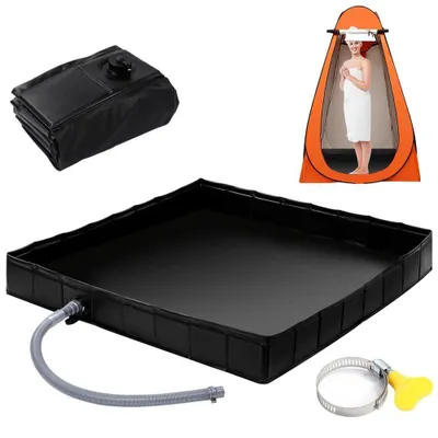 Produktbild von Faltbarer Duschwannen-Boden – Tragbare Duschbasis – Wasserdicht – Ablaufschlauch 100 cm – 104 x 104 x 13 cm – Geeignet für Camping – Duschwannen-Einsatz