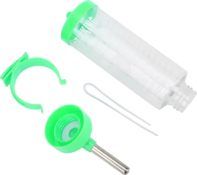 Produktbild von Hamster-Trinkflasche 125 ml, tropffreier automatischer Wasserspender für Kleintiere, Nagerflasche mit Aufhängung (Grün)