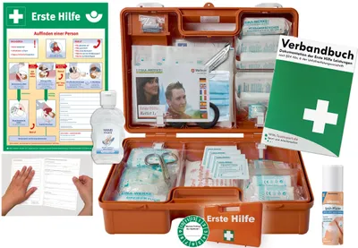 Produktbild von Verbandskasten (M) Typ CS -Paket 2- aktuelle Erste Hilfe nach DIN 13157 für Betriebe INKL. PERF. VERBANDBUCH + Hygiene-Gel, Sprühpflaster + AUSHANG