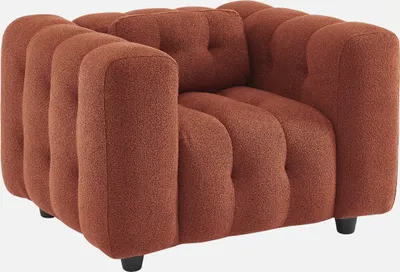 Immagine prodotto di Poltrona imbottita in tessuto bouclé testurizzato, Terracotta