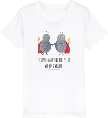 Produktbild von Mr. & Mrs. Panda Kleinkinder T-Shirt Sternzeichen Zwilling 12-14 Jahre (152/164) - Weiß - Geschenk, Zwillingsschwester, Kindershirt, Teenager, Zwillinge, Glückskäfer