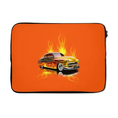 Produktbild von MuchoWow® Laptop Hülle 14 ZollAuto - Flammen - Orange - Feuer - Vintage Laptoptasche - Laptoptasche - Stoßsicher - Schutzhaube