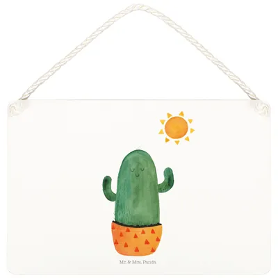 Produktbild von Mr. & Mrs. Panda Schild Kaktus Sonne DIN A5 - Transparent - Geschenk, Trennung, glücklich, Kakteen, Geschenkidee, Wandschild, Wandbild Holz, Türschild, holzbild