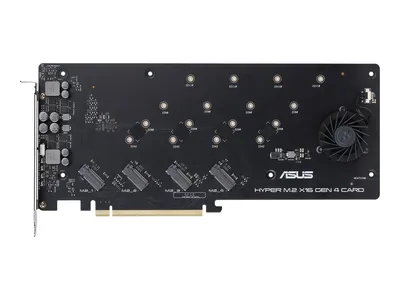 Zdjęcie produktu dla ASUS Hyper M.2 x16 Gen 4, PCIe, M.2, PCIe 4.0, Srebrny, PC, Aktywne