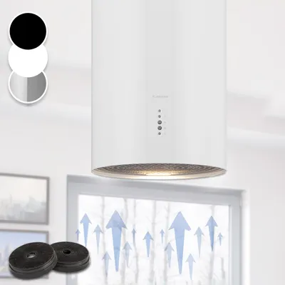Image de Klartstein Hotte Ilot Central Cuisine, Débit d'Air de 600 m³/h, Hotte pour Ilot 3 modes, Hotte Aspirante Suspendue, Filtres à Charbon Actif, Minuterie, Hotte de Cuisine Réglable avec Conduit Design