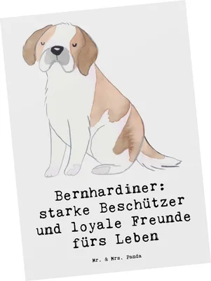 Produktbild von Mr. & Mrs. Panda Postkarte Bernhardiner Treue - Weiß - Geschenk, spruchkarte, Postkarten, Familienhund, Hundeliebhaber, Ruhe, Spaziergang, Familienmitglieder, Hunderasse