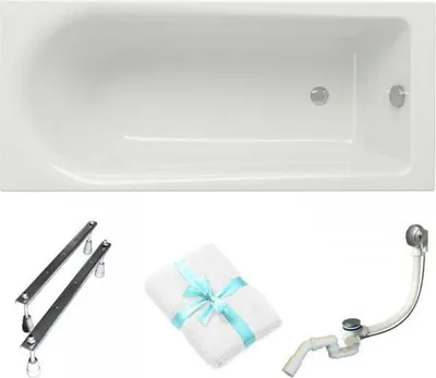 Produktbild von Cersanit | Badewanne - Rechteckige Badewanne Flavia - 170x70 Cm - Mit Syphon Und Füßen - Acrylbadewanne