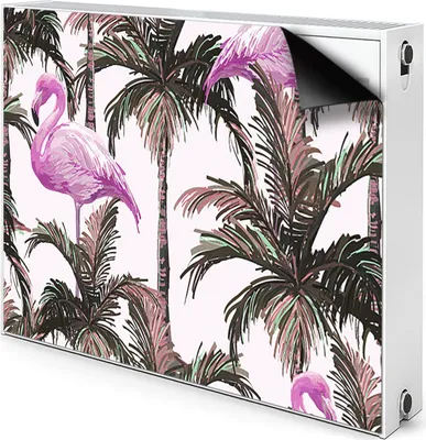 Produktbild von Magnet Heizkörper Heizkörper-Abdeckung Heizkörperabdeckung 100x60 cm  - Flamingos, in, Palmen