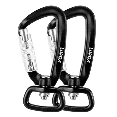 Obrázek produktu pro Lixada, 2 ks otočných karabin, otočné karabiny s 360° otáčením, malé karabiny s automatickým zajištěním, otočné závěsné spony na houpací síť, háčky na vodítka pro domácí mazlíčky
