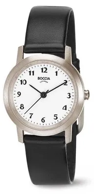 Produktbild von Boccia Damen Armbanduhr Classic 3291-01 Reintitan mit Lederband schwarz