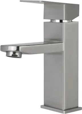 Produktbild von Unyqoos® Waschtischarmatur aus SUS304-Edelstahl für Bad & WC – gebürstetes Nickel, Einhebelmischer, wassersparend bis 30%, Keramikkartusche, 10 Min. Montage