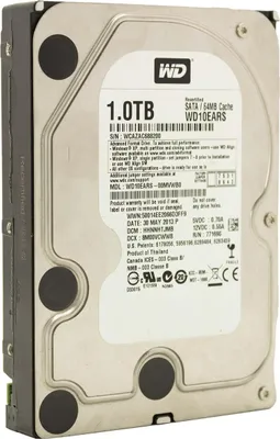 Productafbeelding van Harddisk HDD, 1TB (1000GB), 3,5", voor desktopcomputer, WD, WD10EARS, modelnummer: 00MVWBO
