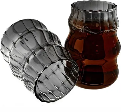 Image de set de 12 verres avec design Bubble & Riffle 500 ml verres à boire en noir Résistant à la chaleur