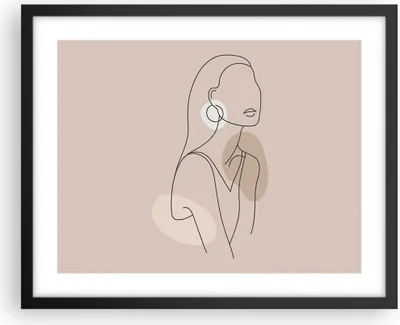 Produktbild von Gerahmtes Poster - Schwarzer Rahmen - Stück Linie Frau - 50x40 cm - Wand Bild - Wanddeko - Wandbilder - Kunstposter - Wandposter - Bilderrahmen - Bilder - Kunstdruck - Wanddekoration - P2BAA50x40-4766