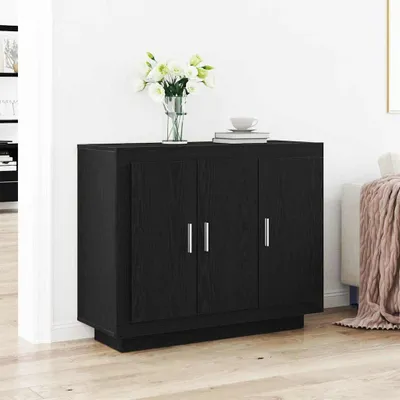 Zdjęcie produktu dla Komoda vidaXL, czarna, imitacja dębu, 92 x 35 x 75 cm, materiał drewnopochodny