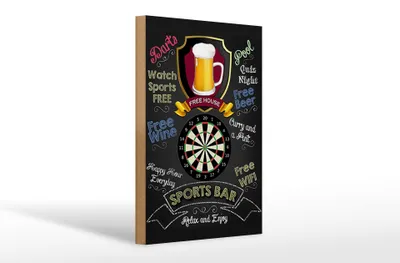 Produktbild von Holzschild  Sports Bar Dart Dartscheibe, 30x20 cm, Holzschilder Spruch Sport Hobby