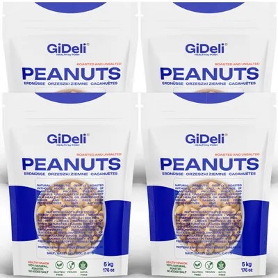 Obrázek produktu pro Arašídy 20 kg, pražené, nesolené, bez oleje, přírodní, vhodné jako svačina, zdroj bílkovin, značka GiDeli
