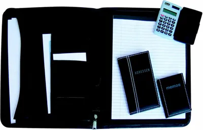 Produktbild von Dokumentenmappe mit Adressbuch, Taschenrechner und Notizbuch