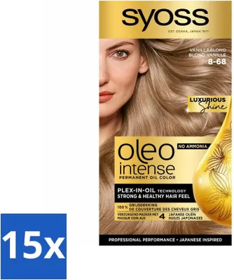 Zdjęcie produktu dla SYOSS - Oleo Intense 8-68 Waniliowy Blond - farba do włosów - bez amoniaku - pokrycie siwizny - długotrwały kolor - ekonomiczne opakowanie - 15 sztuk
