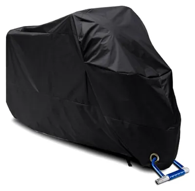 Produktbild von Wasserdicht Motorradabdeckung Roller Abdeckplane Motorradgarage Outdoor 190T Motorradplane Cover Schutzhülle Staubdicht, 245 * 105 * 125 cm Schwarz
