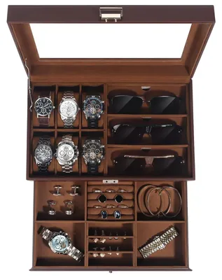 Immagine prodotto di Organizzatore per orologi e gioielli - 6 scomparti - Con serratura