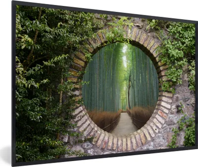 Produktbild von MuchoWow® Gerahmtes Poster Bambus - Wald - Japanisch - Aussicht 90x60 cm - Poster mit Schwarzem Bilderrahmen Wandposter Rahmen Foto Bilder - Fotorahmen - Foto-Plakat