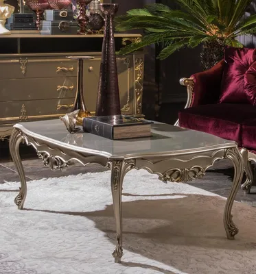 Zdjęcie produktu dla Srebrny stolik kawowy Stolik kawowy Designerski stolik do salonu