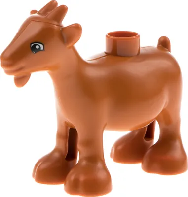 A single brown Lego Duplo goat figure.