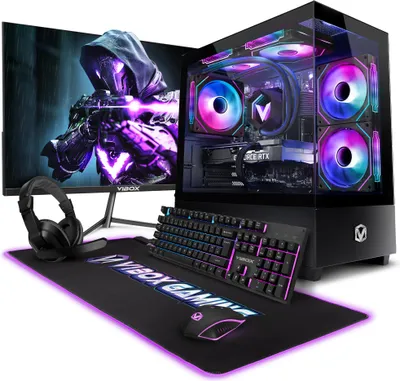 Produktbild von Vibox IV-547 Gaming PC Set Komplett - Monitor 23 Zoll - AMD Ryzen 7 5700X 4,6 GHz - Nvidia RTX 5060 Ti 8 GB - 16 GB RAM - 1 TB SSD - Windows 11 - WiFi 6 + Bluetooth 5.4