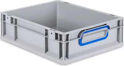 Produktbild von Eurobox NextGen Color | HxBxT 12x30x40cm | 11 Liter | Griffe blau geschlossen | Glatter Boden | Grau | Eurobehälter, Transportbox, Transportbehälter, Stapelbehälter