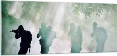 Produktbild von Bilder auf glas - Soldat Gewehr - 100x40cm - Glasbilder - Wandbilder - Kunstdruck - zum Aufhängen bereit - Wanddekoration aus Glas - Glas Bilder - Wandbild auf Glas - Einteilig - GAB100x40-3976