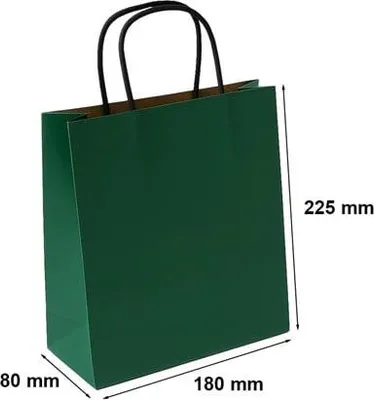 Zdjęcie produktu dla Torebki Papierowe Małe 180x80x225 Zielone
