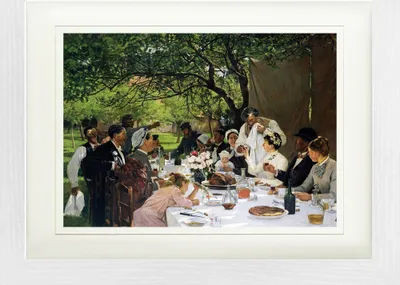 Produktbild von Albert Auguste Fourié Gerahmtes Bild Mit Edlem Passepartout | Wand-Bilder | Im Bilderrahmen - Hochzeitsmahl Bei Yport, 1886 (30 x 40 cm)