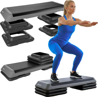 Obrázek produktu pro Queenfit® aerobic stepper, step board, step bench, step trainer, fitness stepper - 3-step - fitness vybavení pro domácnost, domácí posilovna, cvičení, crossfit